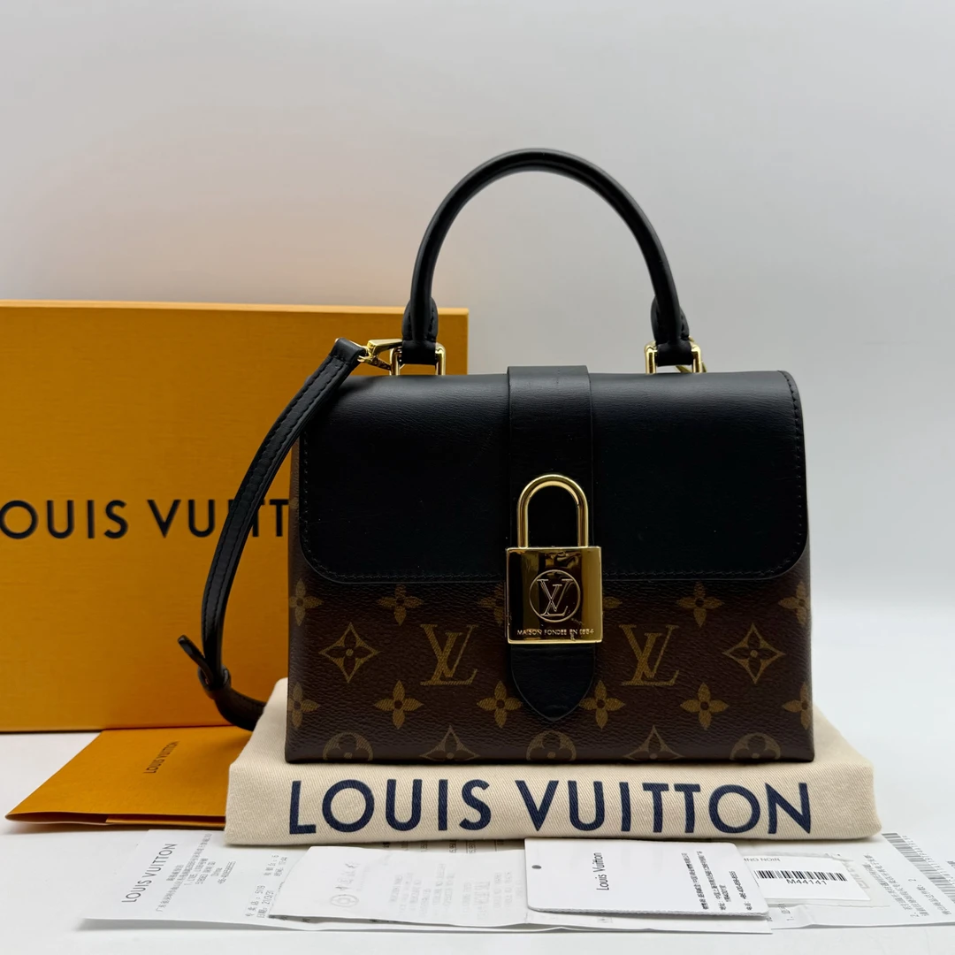 95新 LouisVuitton/路易威登 Locky BB黑色锁头包 手提包 单肩包