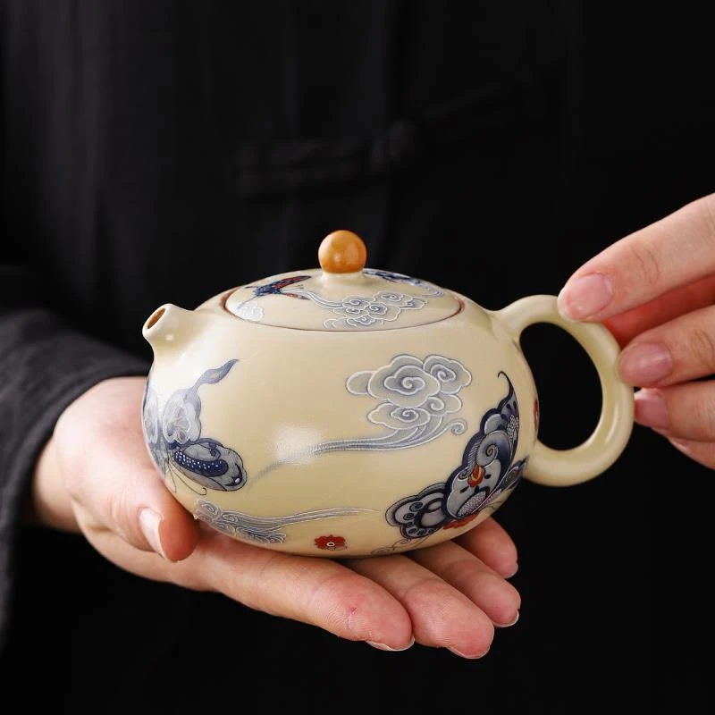汝窑茶壶陶瓷功夫茶具单壶一人用泡茶家用民宿酒店中式西施壶礼盒