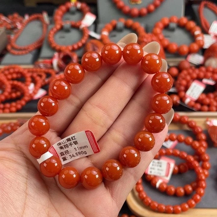 南红玛瑙未镶嵌手链保山南红高抛单圈