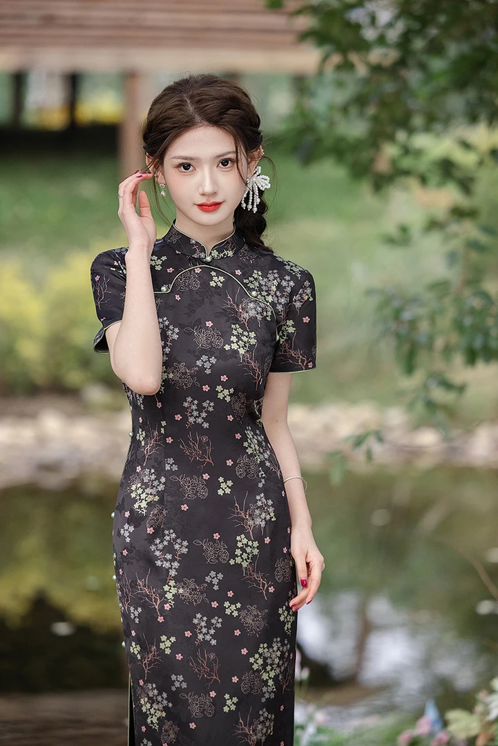 【花仙子】中国风夏季显瘦时尚中长款改良修身苏州旗袍A7