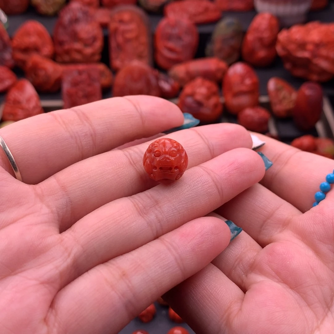 南红玛瑙南红川料精工貔貅12.8mm未镶嵌