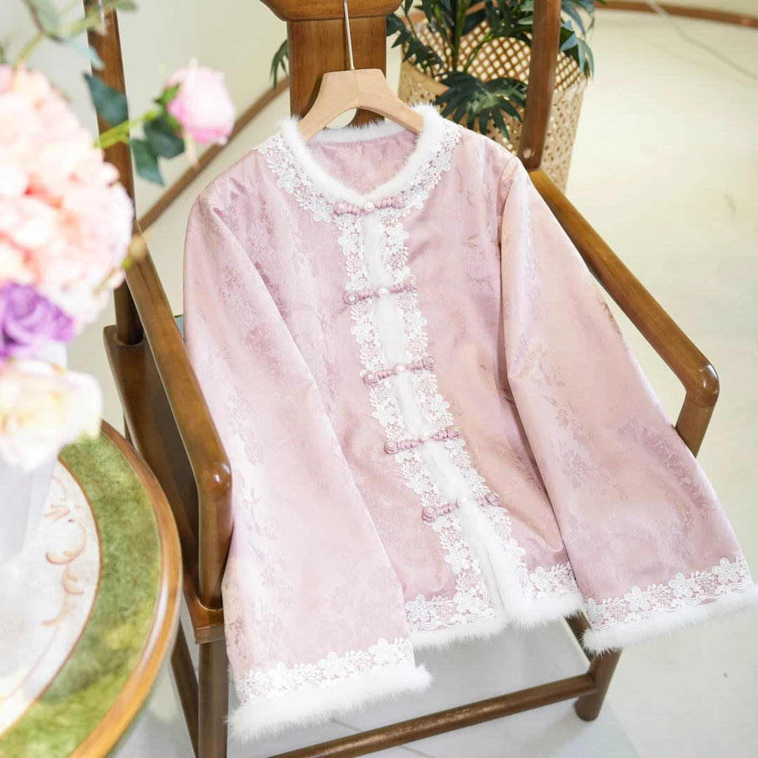 【花似锦】重锻100桑蚕丝国风圆领新中式羽绒服 24W0439