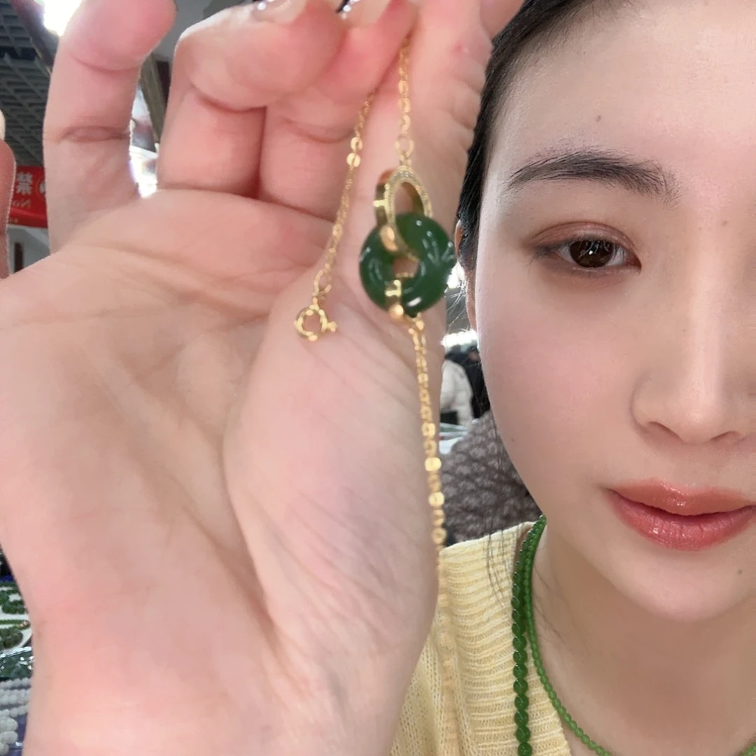 和田玉手链银S925镶嵌