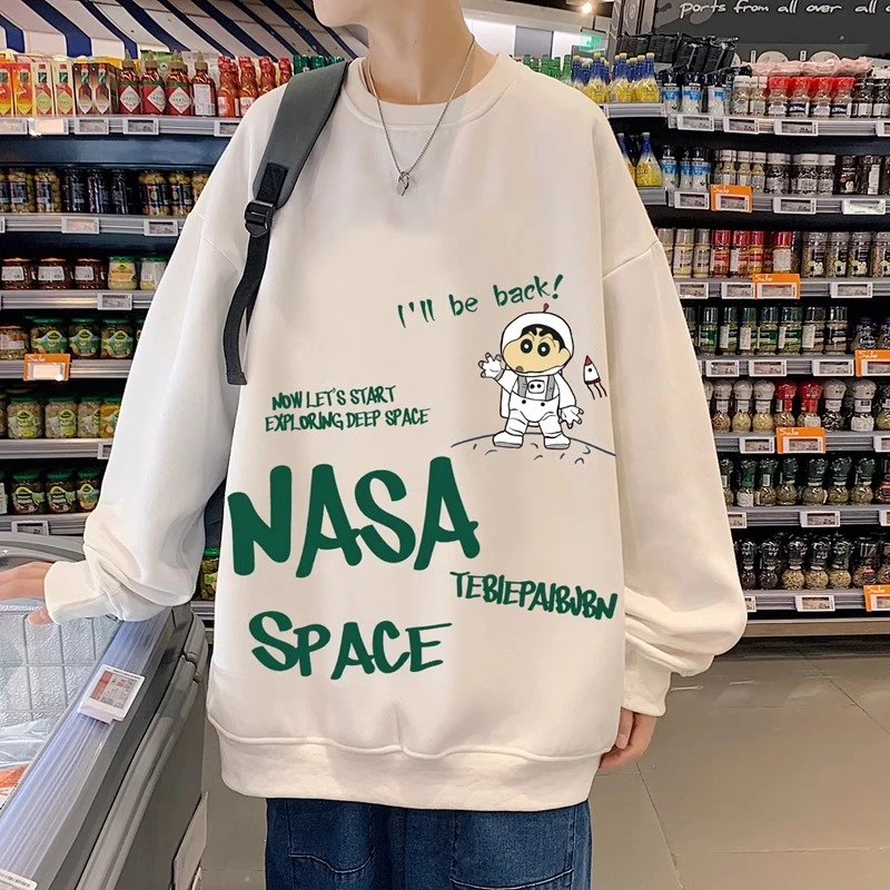 圆领套头青少年卫衣男潮牌ins春秋季长袖设计感小众重磅男生上衣