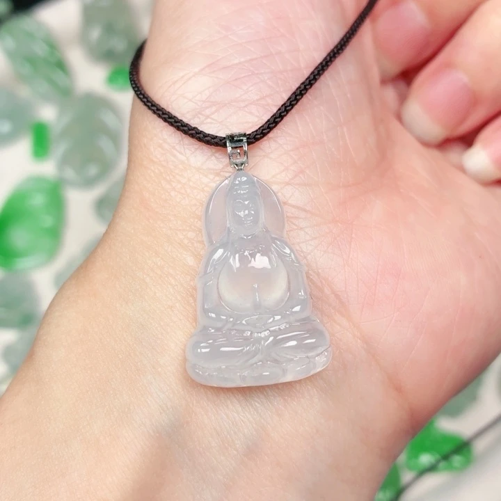 颈饰18K金镶嵌翡翠缅甸天然A货翡翠