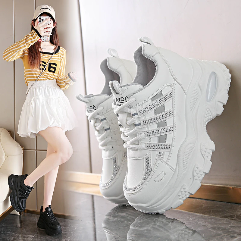 2025新款老爹鞋女2025新款夏厚底皮面休闲运动鞋女鞋百搭夏季秋季