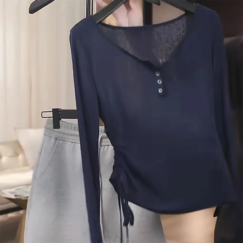 设计感洋气时尚百搭显瘦长袖T恤女夏薄款小个子巨好看的防晒上衣