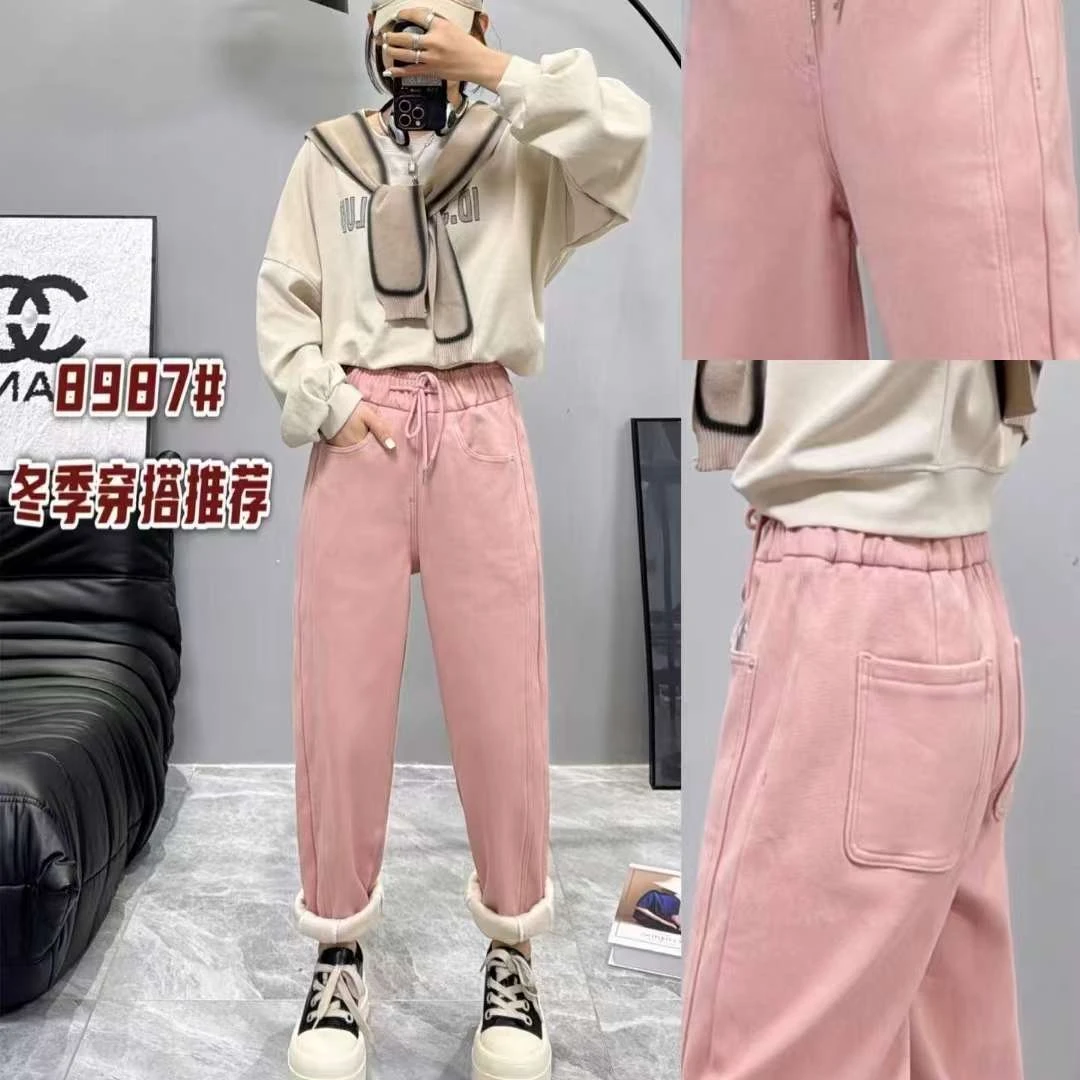 8987休闲老爹牛仔裤松紧腰全弹力