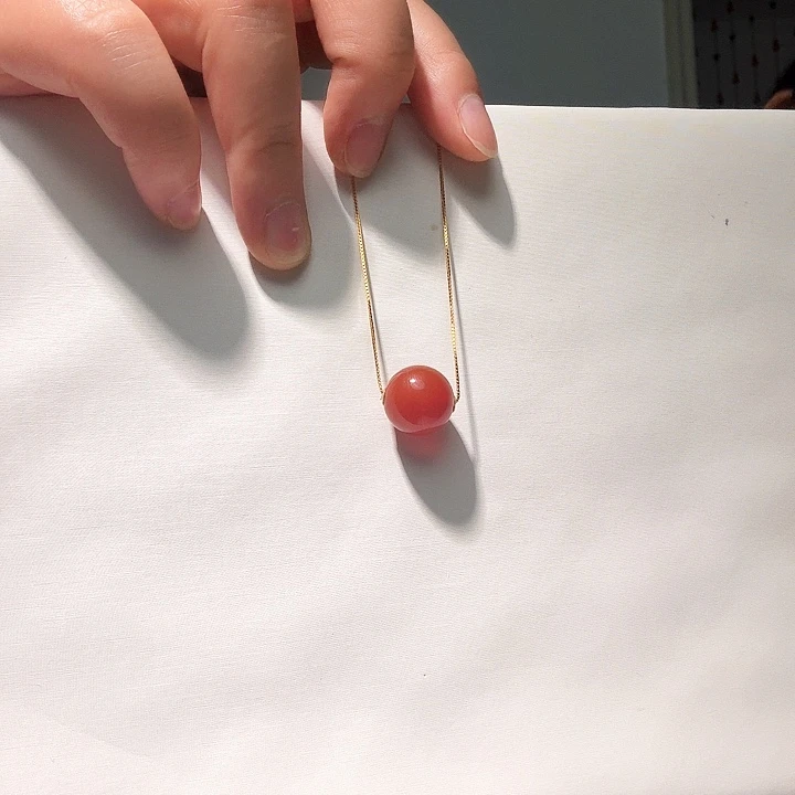 南红玛瑙18K金镶嵌颈饰