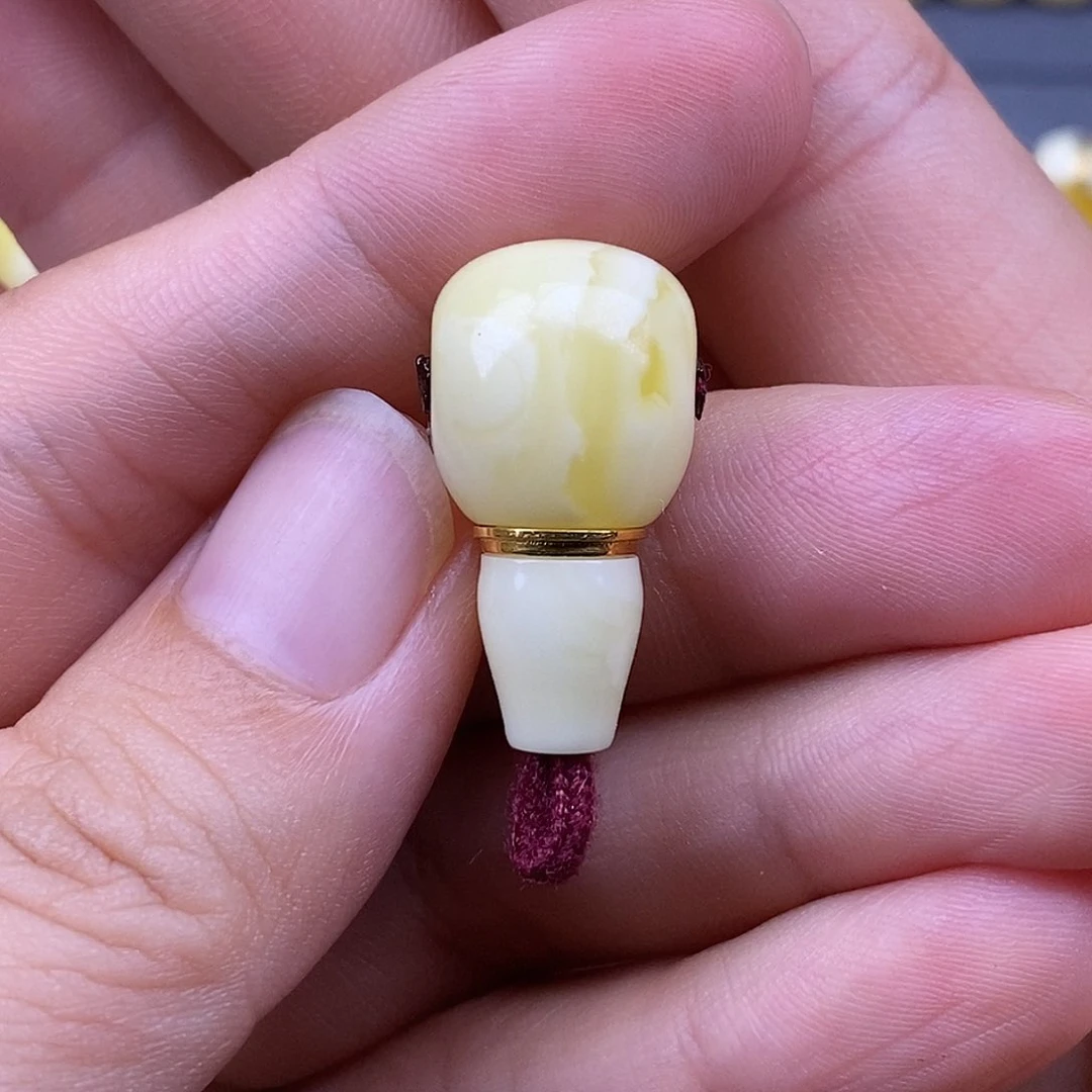 18K金镶嵌琥珀裸石13mm 蜜蜡金腰带三通