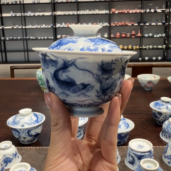 I****U望月怀古淡海水盖碗