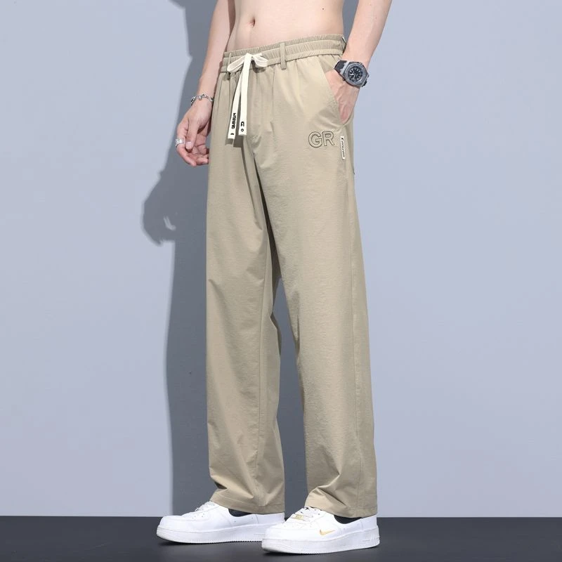 2025夏季冰丝休闲裤男阔腿裤百搭宽松舒适薄款透气男宽松直筒时尚