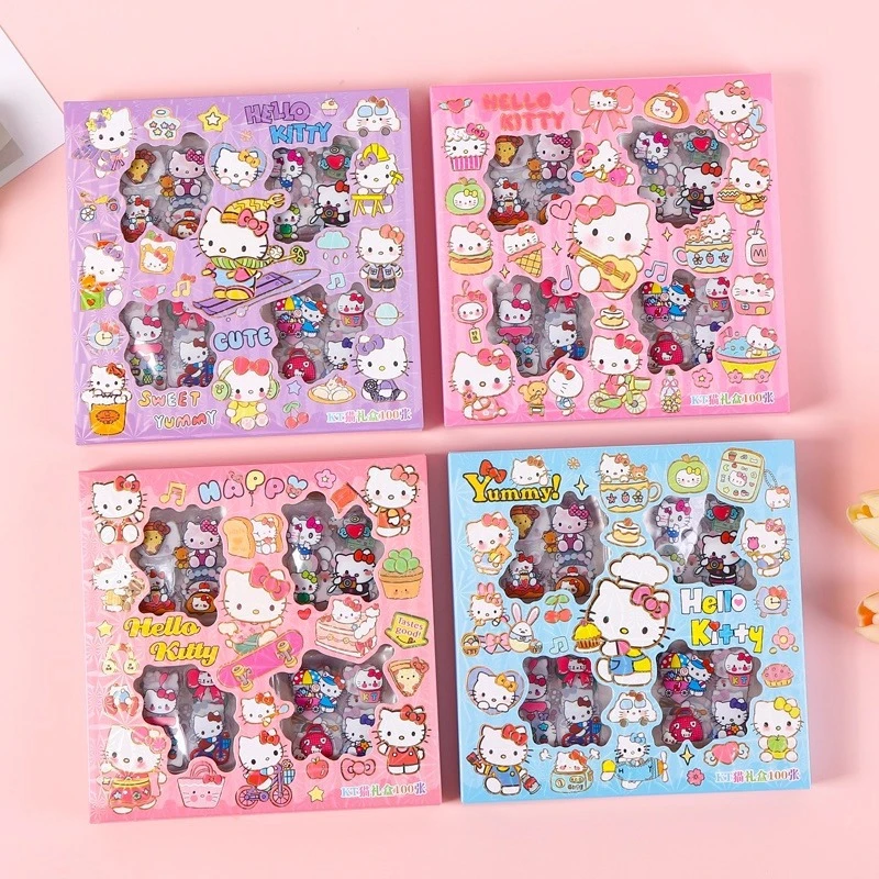 KT猫96张贴纸礼盒动漫周边卡通可爱凯蒂猫超萌网红流行卡通贴纸