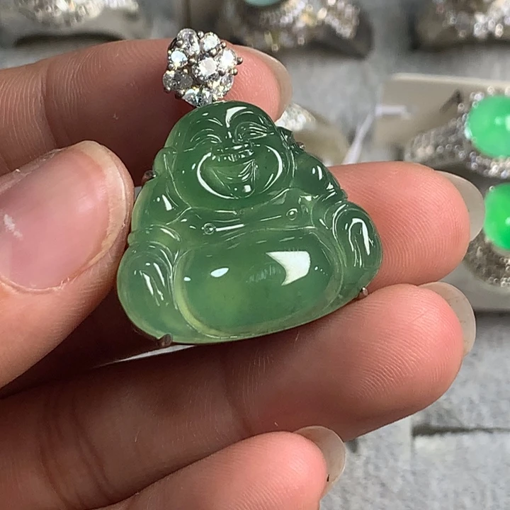未镶嵌翡翠耳饰天然翡翠佛公吊坠