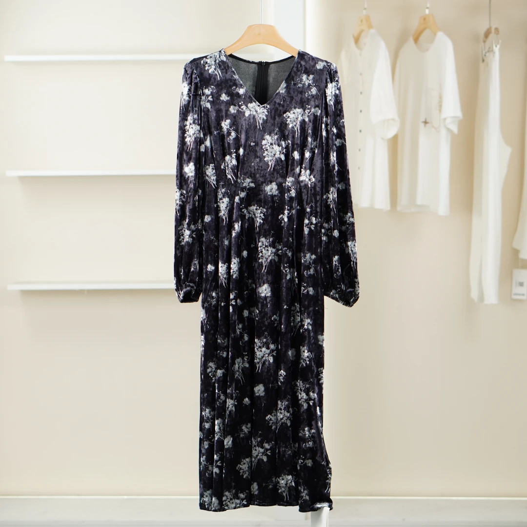 麦迪尚品【DT*】51008133 春季时尚气质端庄长袖连衣裙品牌女装