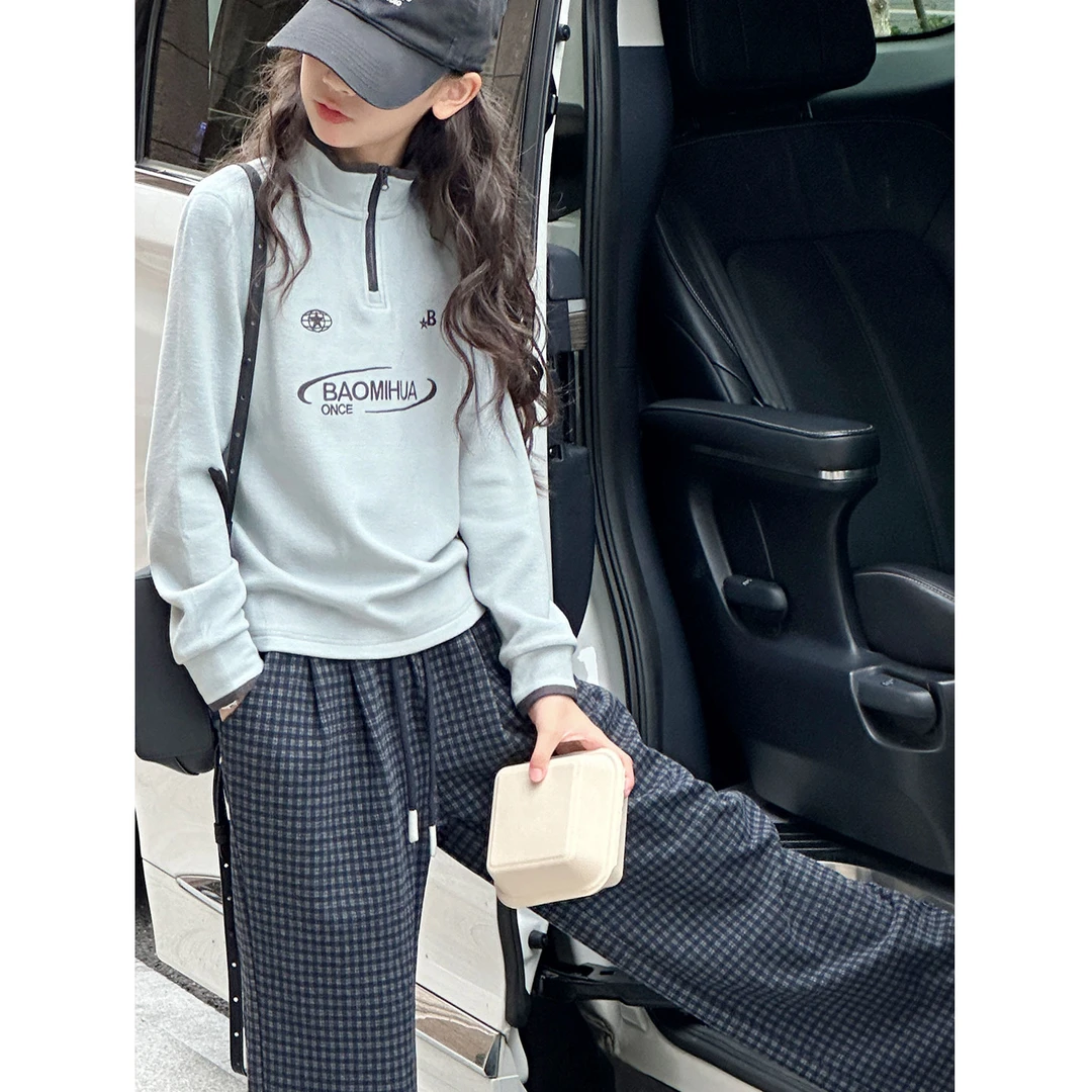 K30011孙小美半拉链女童秋冬装卫衣2025新款儿童磨毛加厚上衣时髦