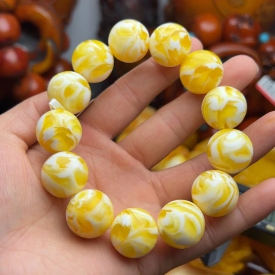 琥珀（花珀）手串未镶嵌蜜蜡