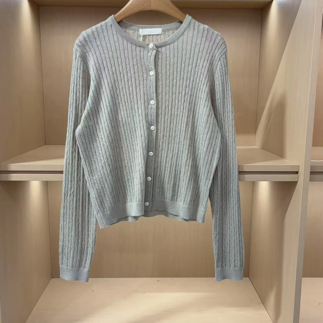 春夏新款设计感麻花针织开衫（衣长55胸围102）