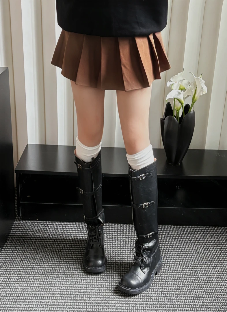 【xiaolaoban】长靴圆头高筒靴 大码女靴