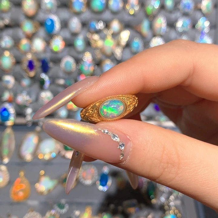 欧泊欧泊戒指t银S925镶嵌