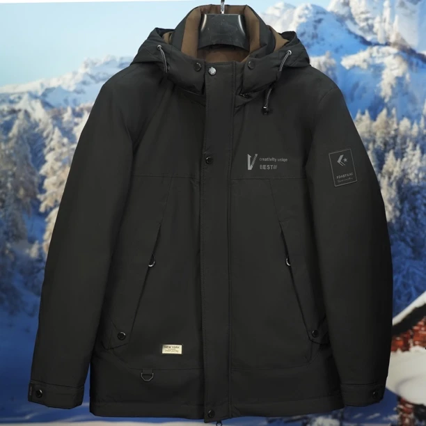 男款商务山系保暖连帽防风户外男装时尚可脱卸帽子羽绒服鸭绒