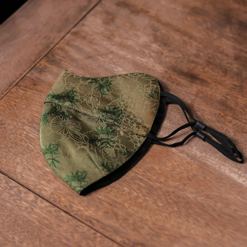 【悦生活】【小翠竹】真丝红云纱口罩（慢蓝S1149）