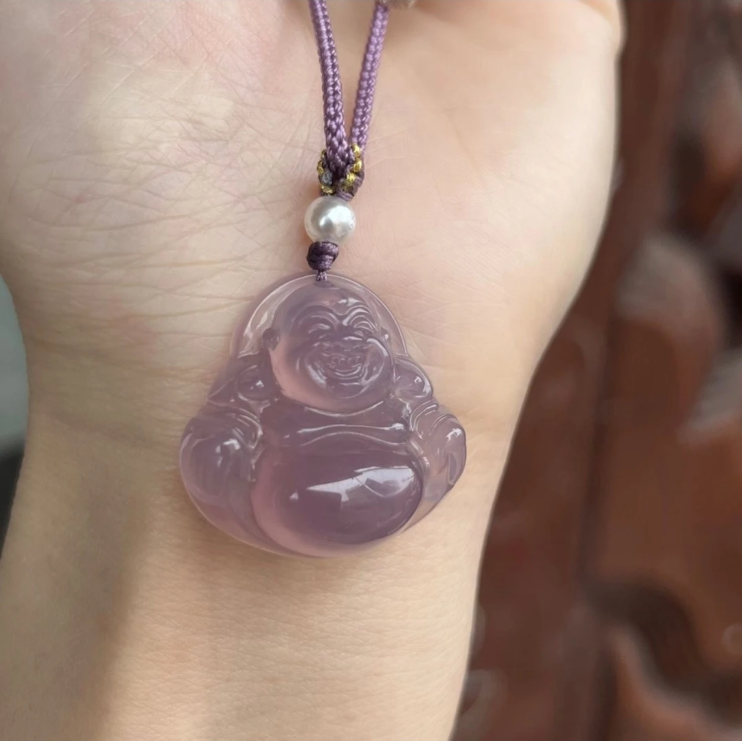 玛瑙玉髓天然冰透紫佛公