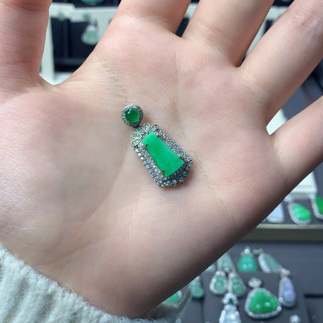 翡翠银S925镶嵌挂件