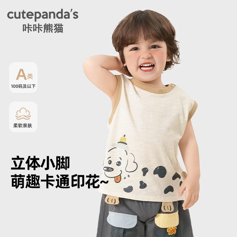 【现货】婴儿衣服背心无袖T恤夏装男童儿童宝宝上衣夏季薄款Y9539