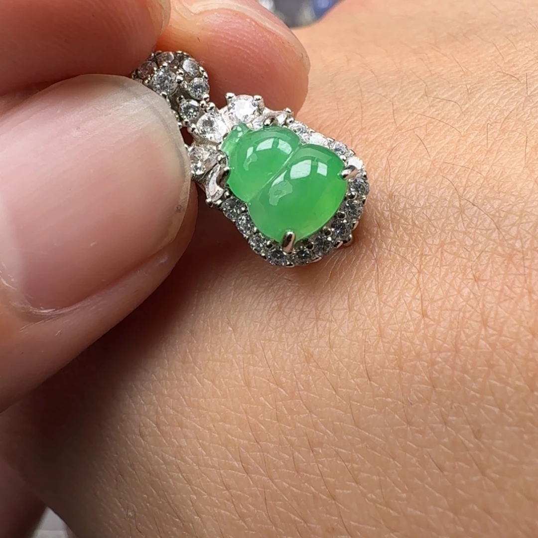 翡翠银S925镶嵌戒指天然缅甸翡翠A货