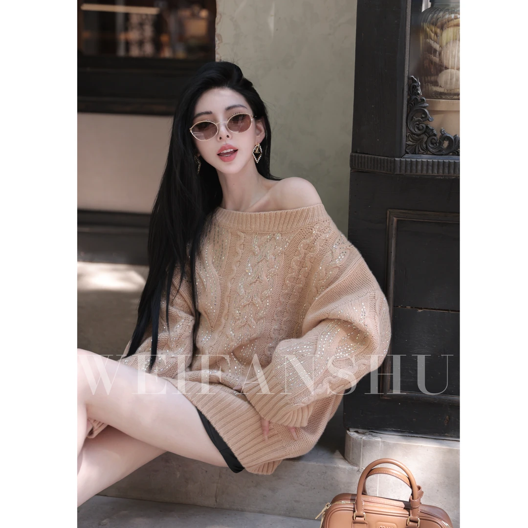 WEIFANSHU/魏凡舒【京都织忆】秋冬新款圆领时髦舒适软糯宽松毛衣