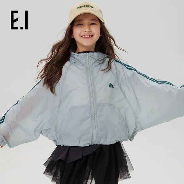 E.I童装女童轻薄款外套夏装中大童连帽户外运动皮肤衣D8242653901