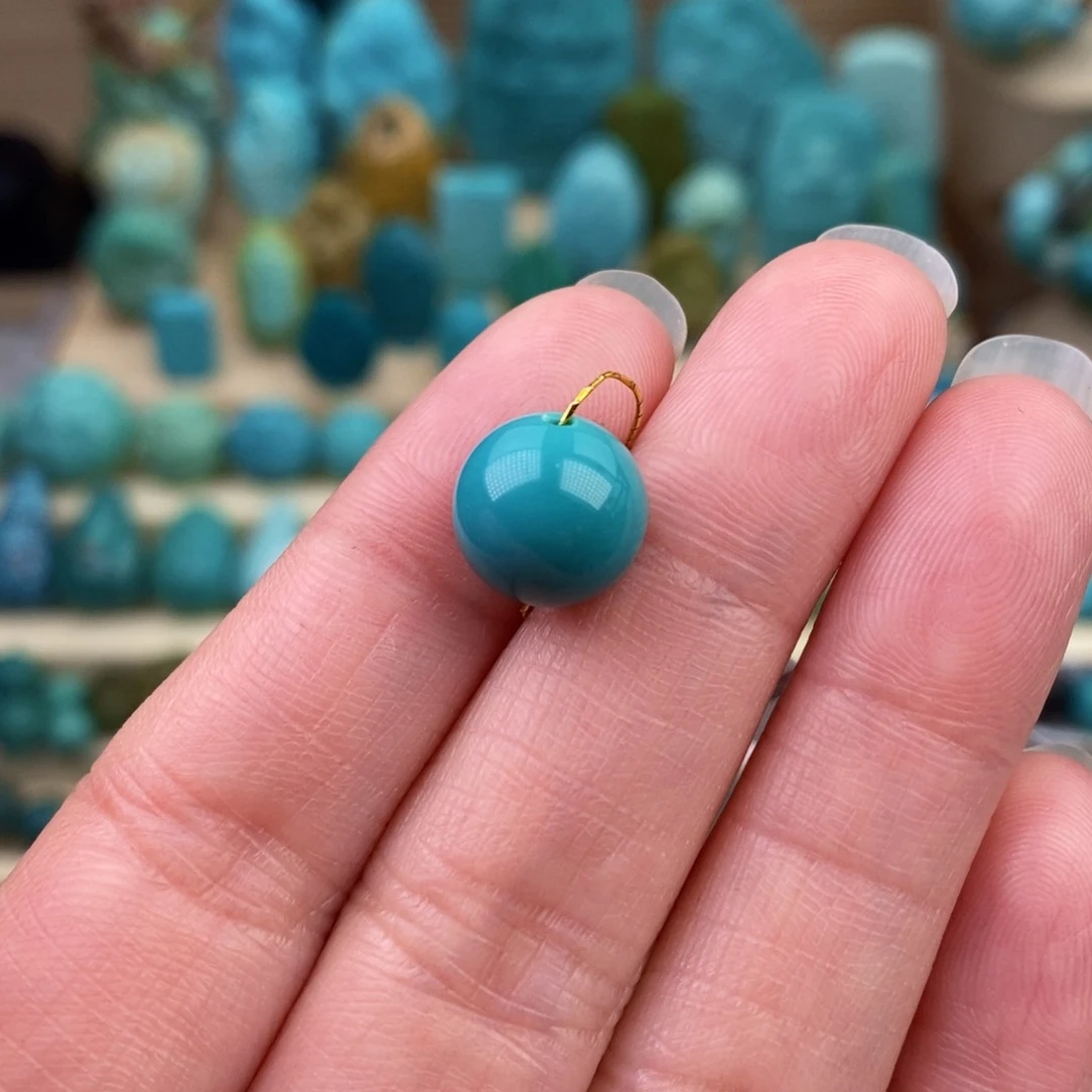 绿松石珠宝奇石未镶嵌10.5mm