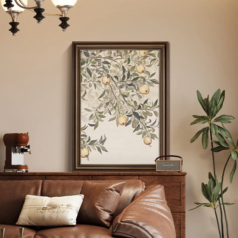 法式中古风客厅沙发背景墙玄关斗柜装饰画复古高级感挂画美式壁画