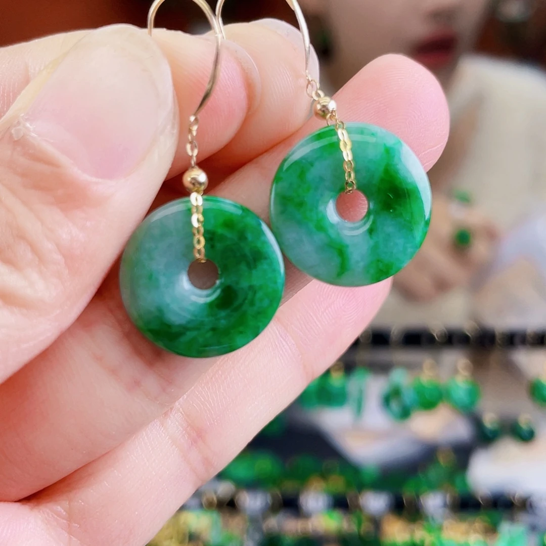 翡翠18K金镶嵌耳饰