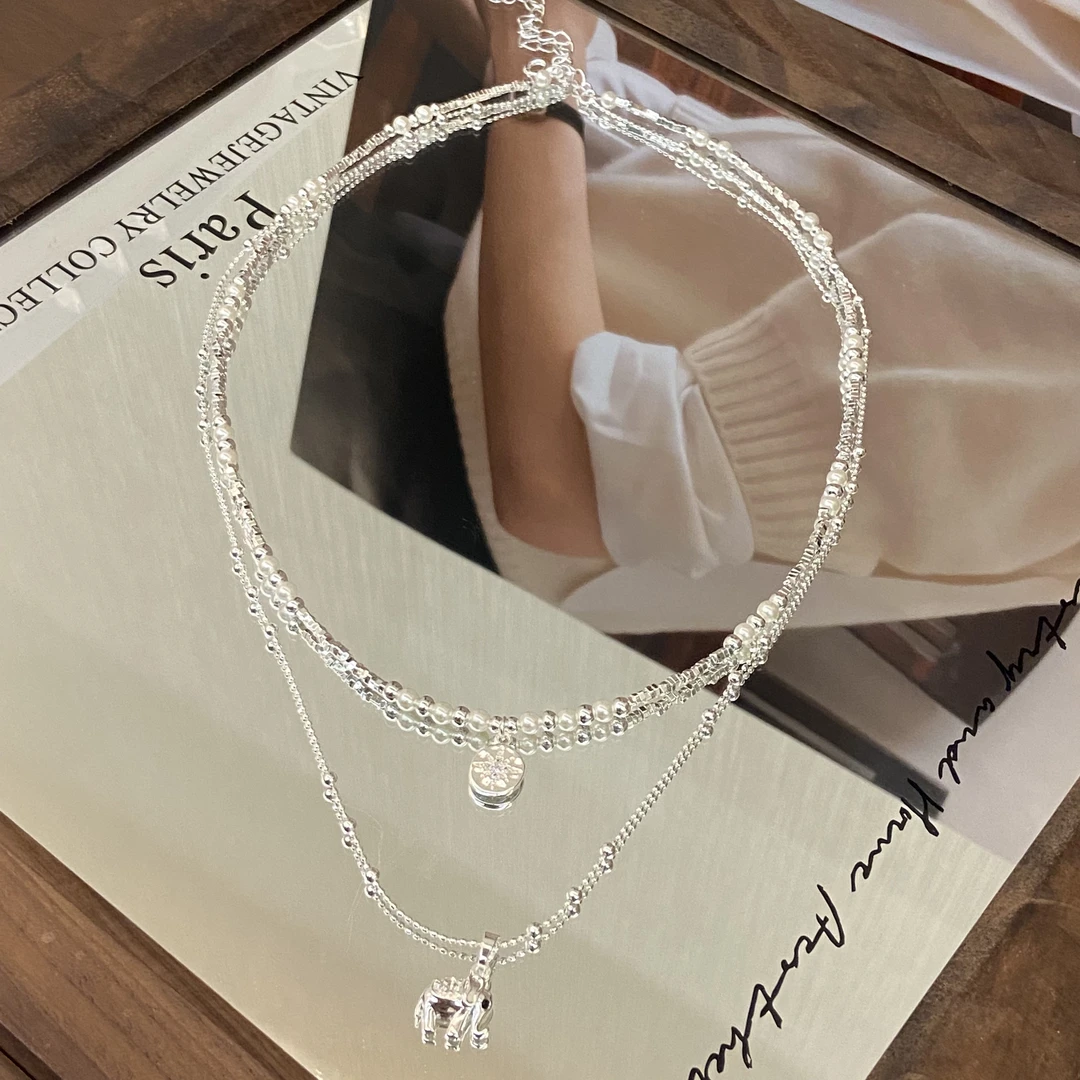 (T)  镀K金  大象圆牌芒星  双层不可拆卸项链X8320