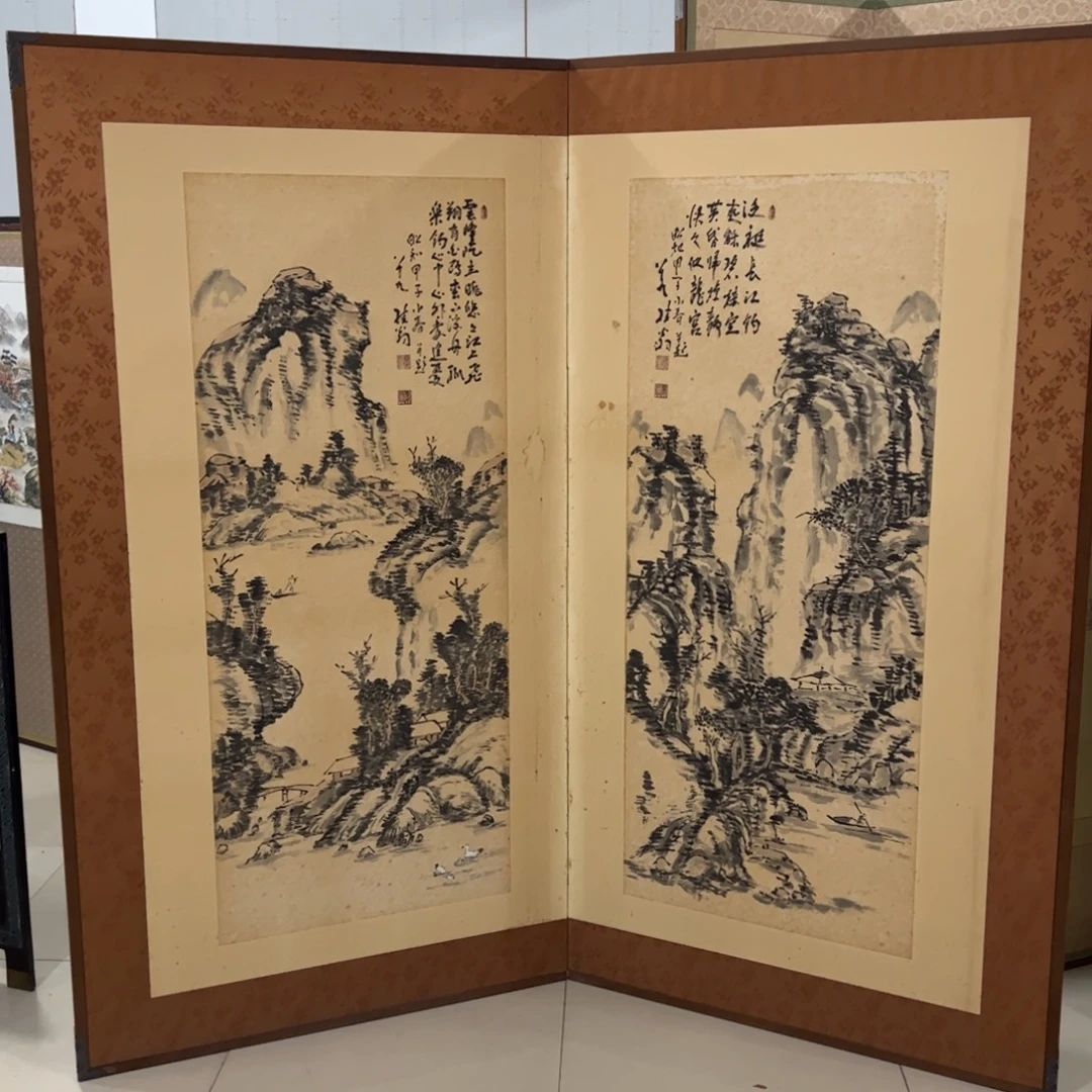 绘画屏风框画茶空间设计