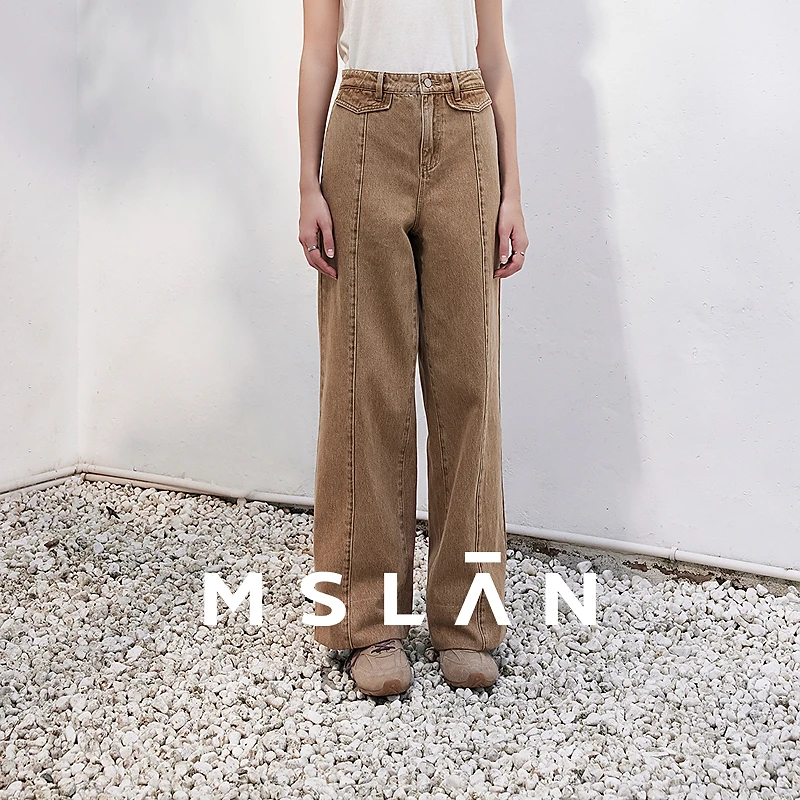 MSLAN【商场同款】新款通勤风时尚百搭气质原色水洗棉牛仔裤MGAK357