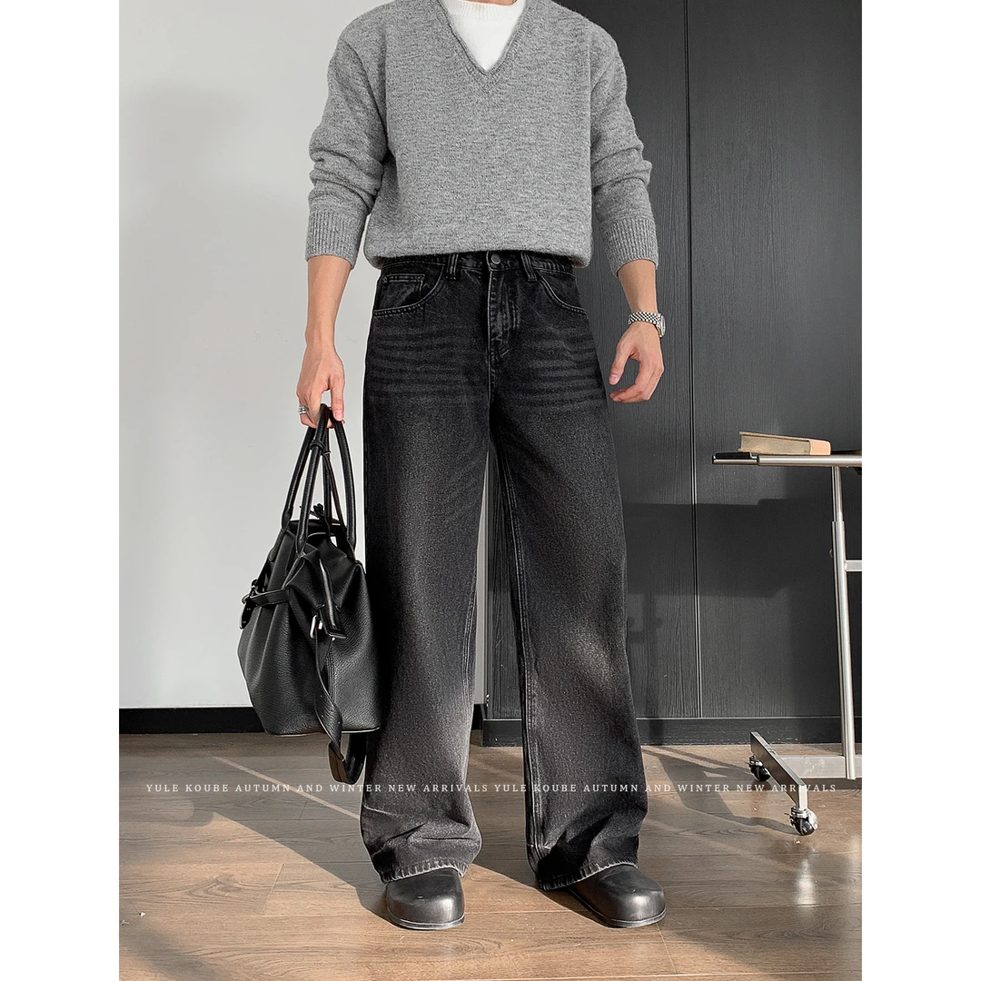 余乐「雾感水洗 13盎司」美式复古直筒做旧牛仔裤男cleanfit休闲裤