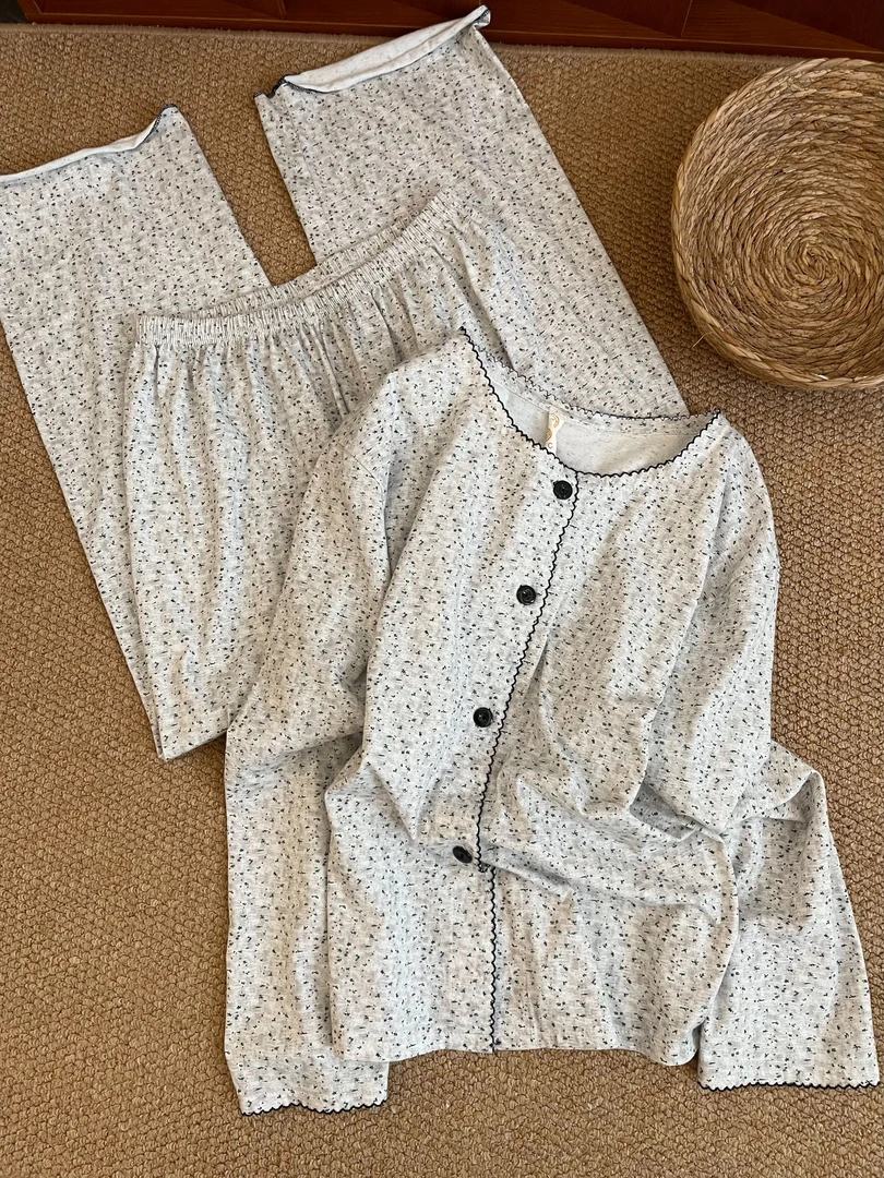 【DMXJ大梦想家】可爱碎花开衫睡衣女秋2025新款休闲花边家居服套装