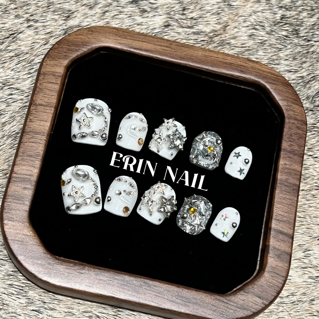 【ERIN NAIL｜蛇绕繁星】高品定制手工穿戴甲爆闪满钻设计穿戴甲短款
