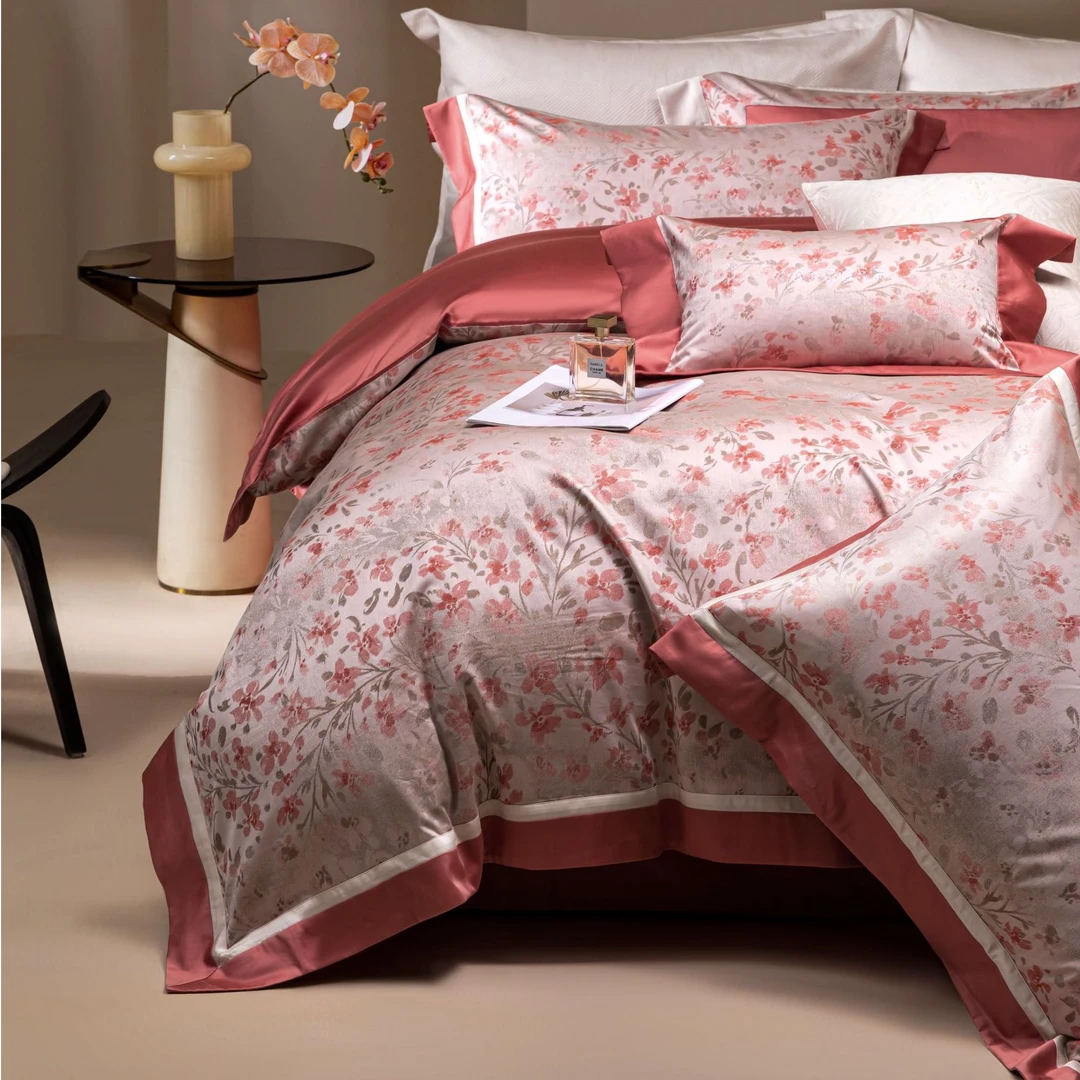 林小花【四件套】简约欧式色织提花床单高档四件套轻奢床上四件套棉