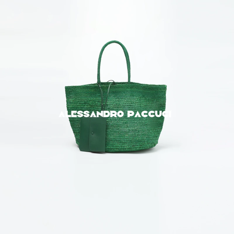 AP洛哥52067BT【拉菲草子母包】手工编织头层牛皮大容量时尚手提包