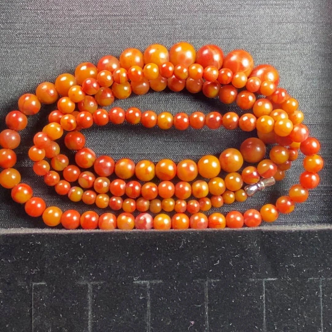 转***柏南红玛瑙保山南红项链未镶嵌