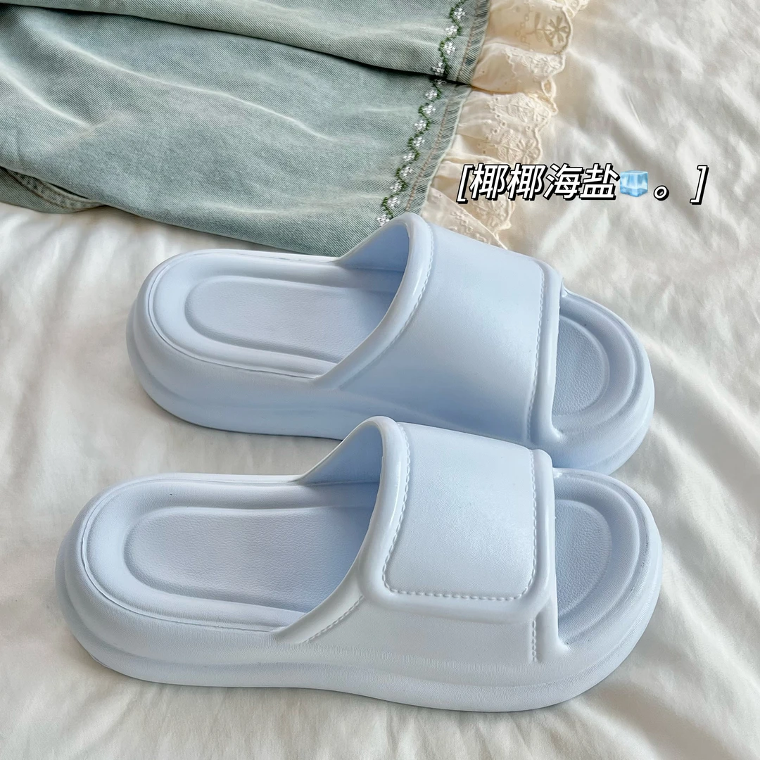海盐蓝厚底凉拖鞋2025外穿踩屎感厚底防滑沙滩学生宿舍EVA凉拖鞋