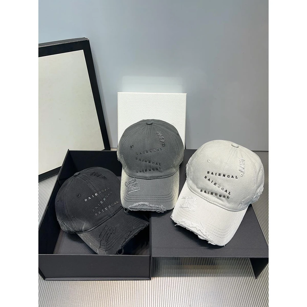 美式夏季做旧渐变色遮阳棒球帽字母百搭破洞鸭舌帽男女太阳帽