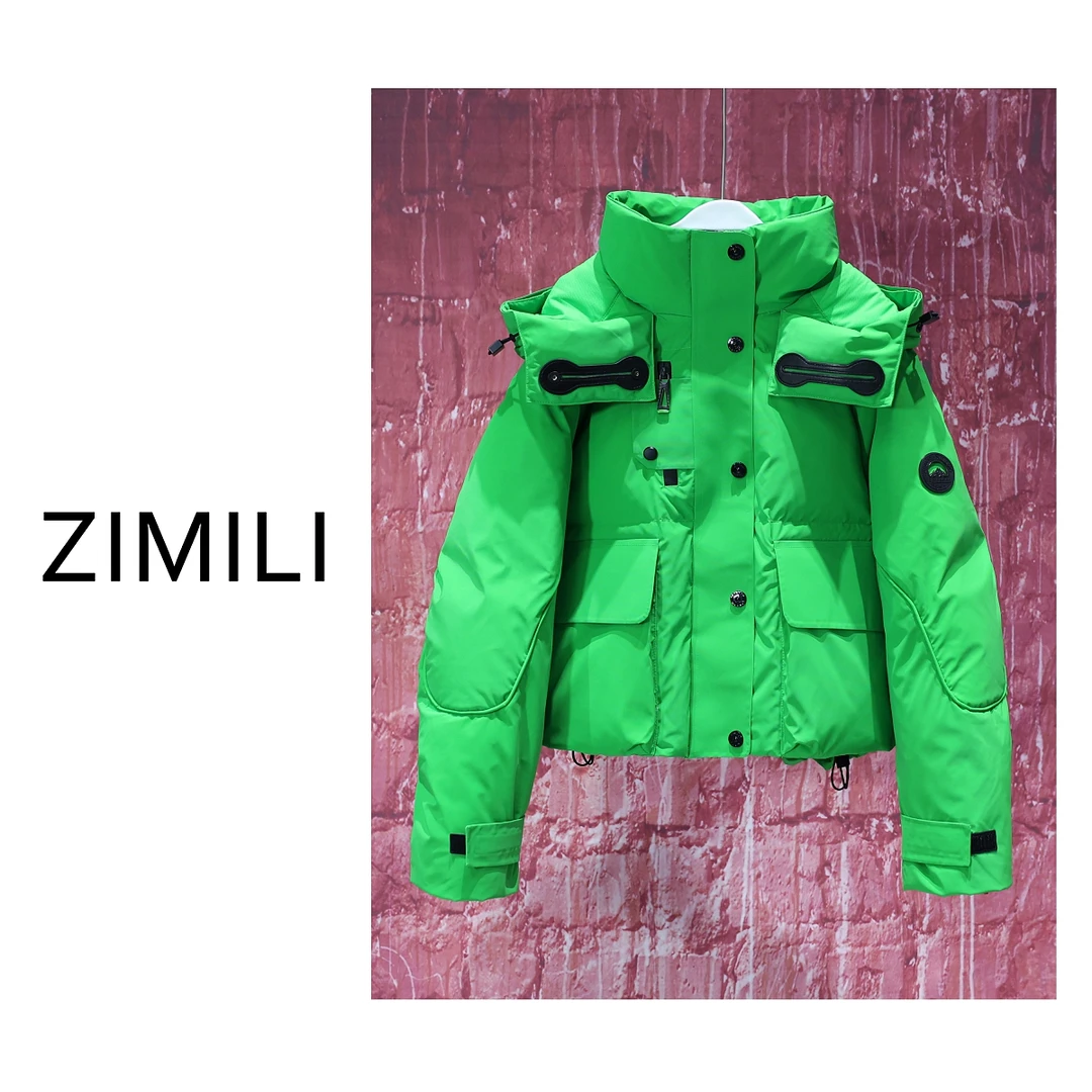 【LIANG哥女装】冬季气质款时装周款保暖绿色连帽羽绒服25705-3