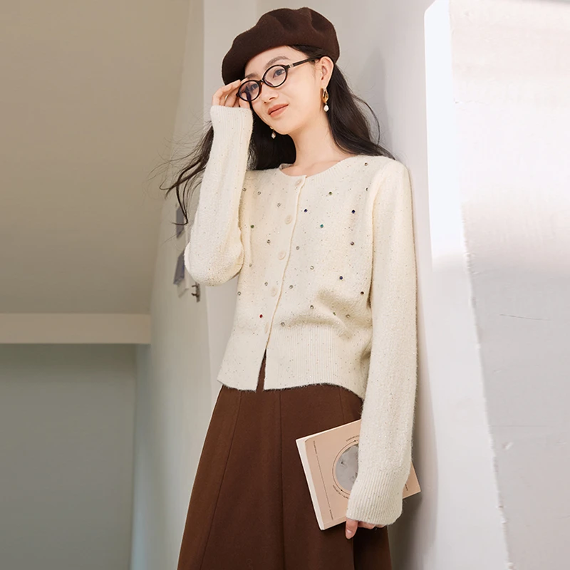 Z844387毛针织衫 香影小香风针织开衫女年冬季新款重