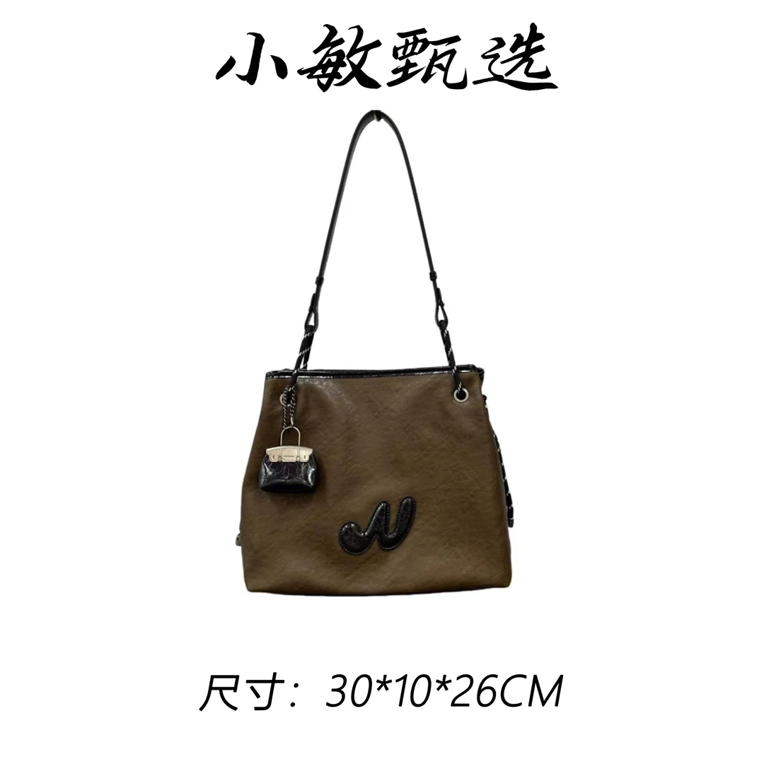 【小敏精选】渠道货QYX-81327-茶褐色简约大气新款女士手提包
