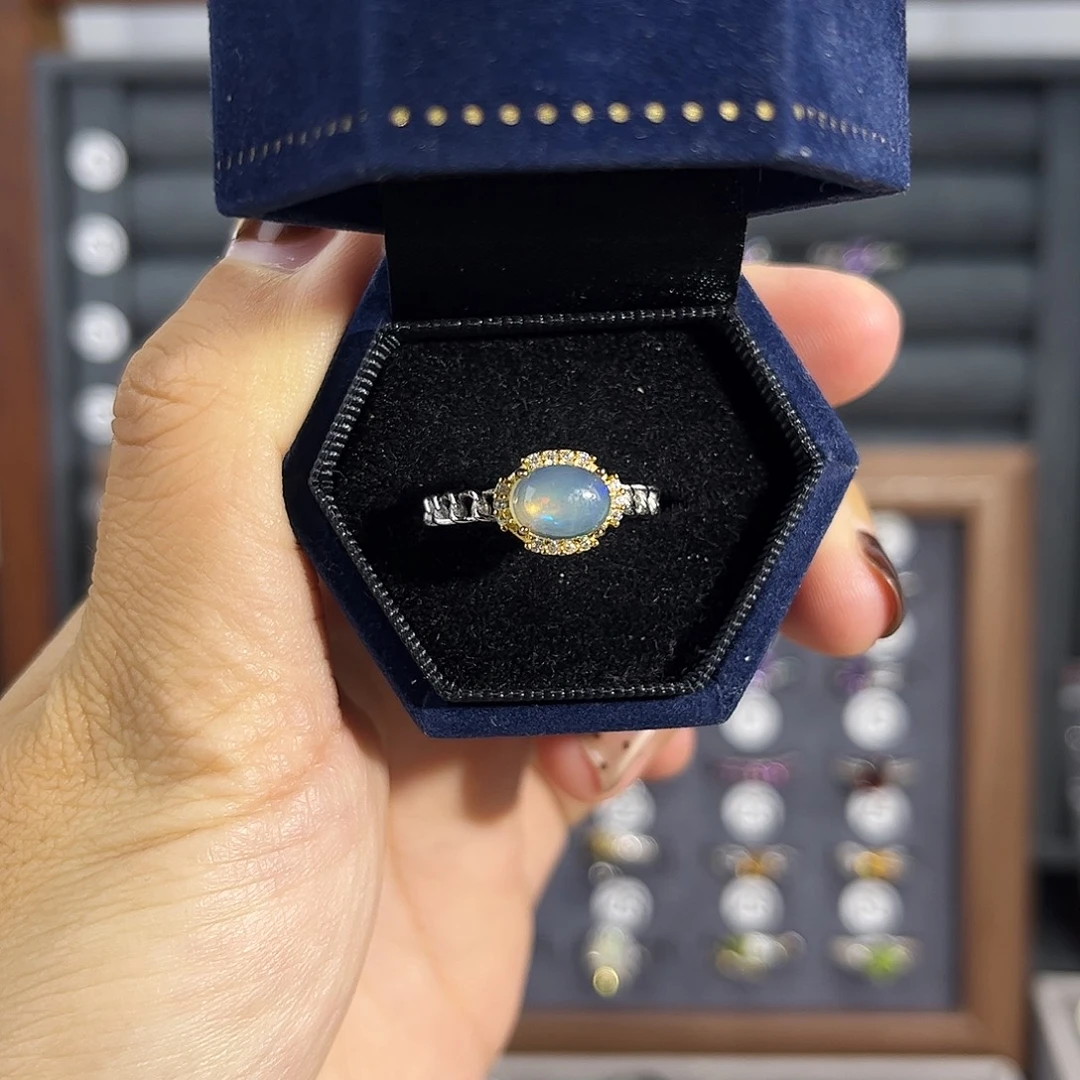 烟晶戒指银S925镶嵌